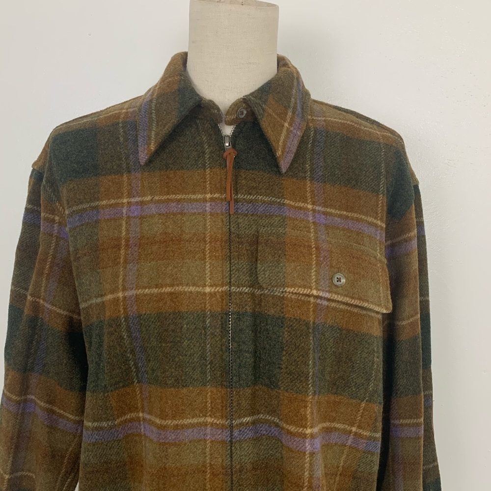 SOLD Vintage L.L Bean Wool Plaid Zip Shirt Jacket - Picture 4 of 9
